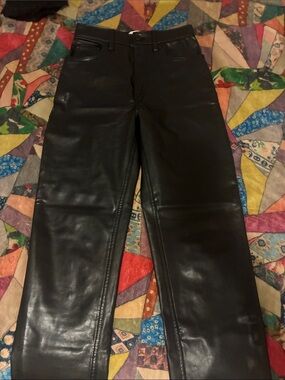 Abercrombie & Fitch Black Straight Faux Leather Jeans
